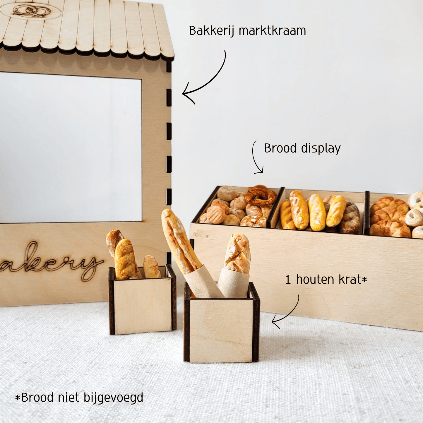 Houten bakkerskraam – poppenhuis meubel in schaal 1:12