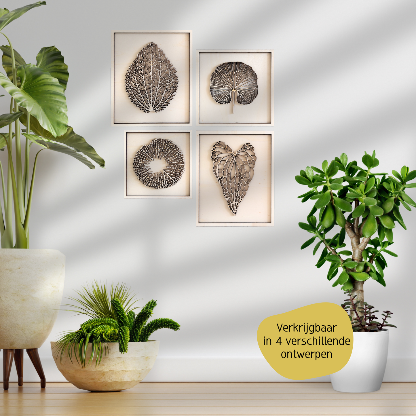 Gedroogde Blad in Lijst van Hout.