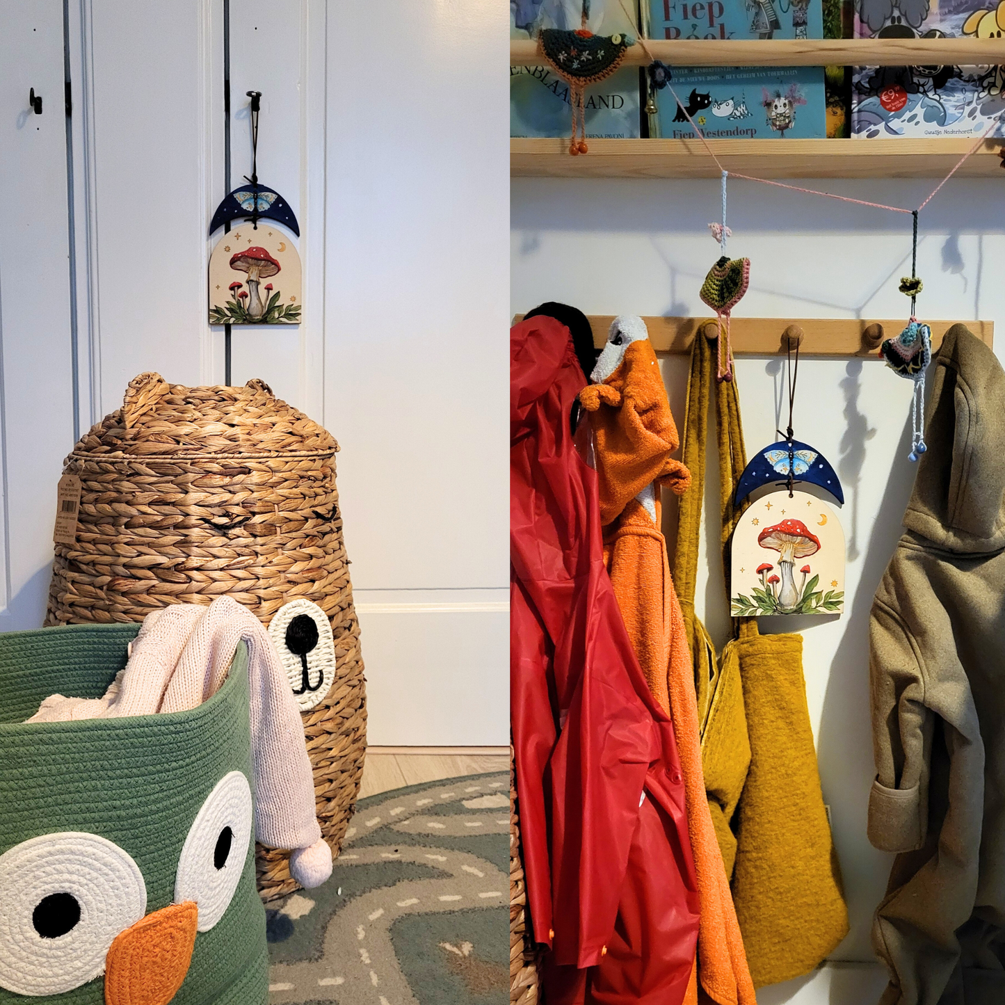 Houten Wandhanger – Vlinder Paddenstoel
