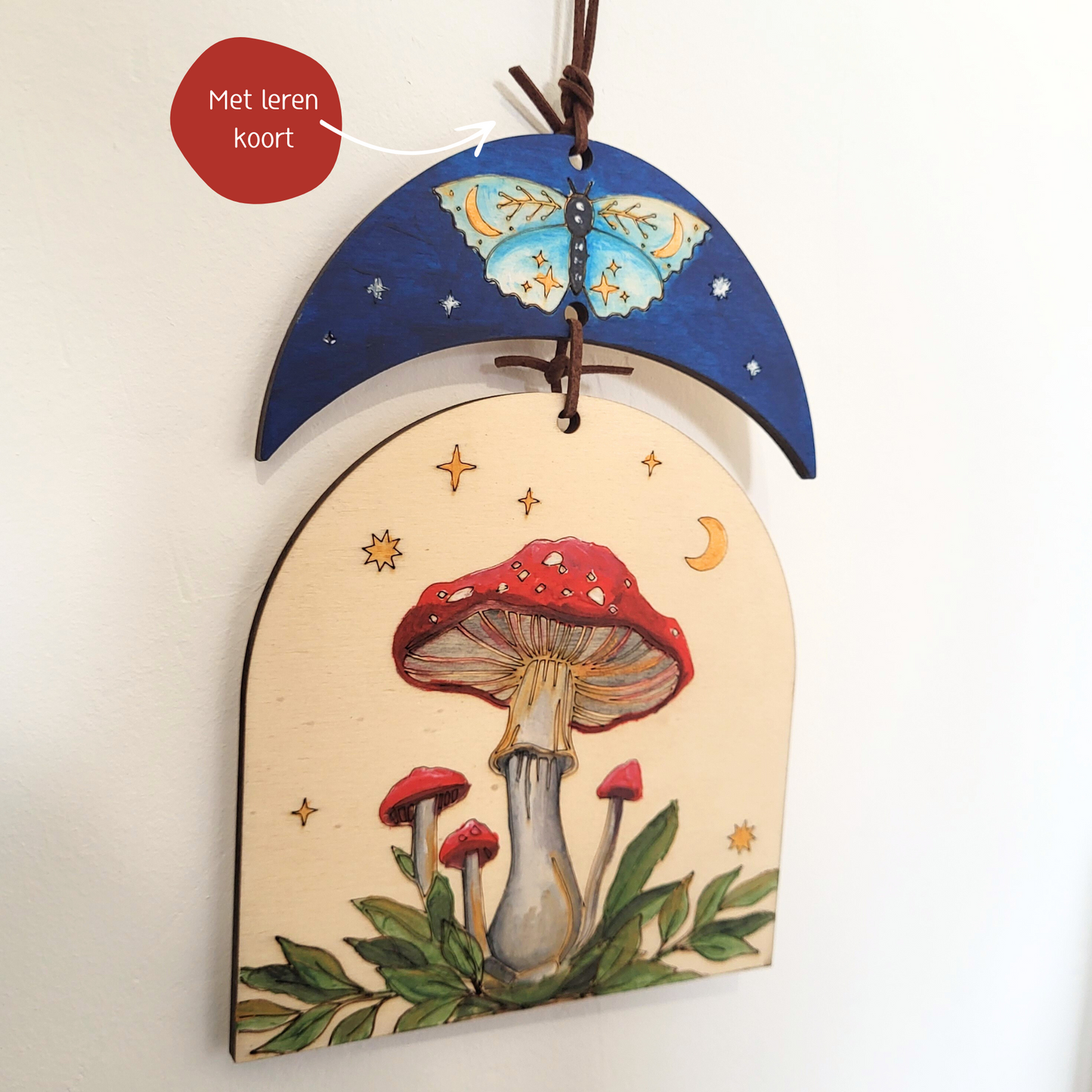 Houten Wandhanger – Vlinder Paddenstoel