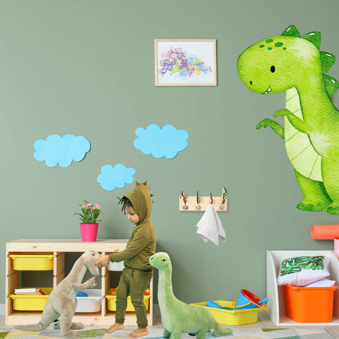 Dino kapstok. Met verschillende dinosaurussen