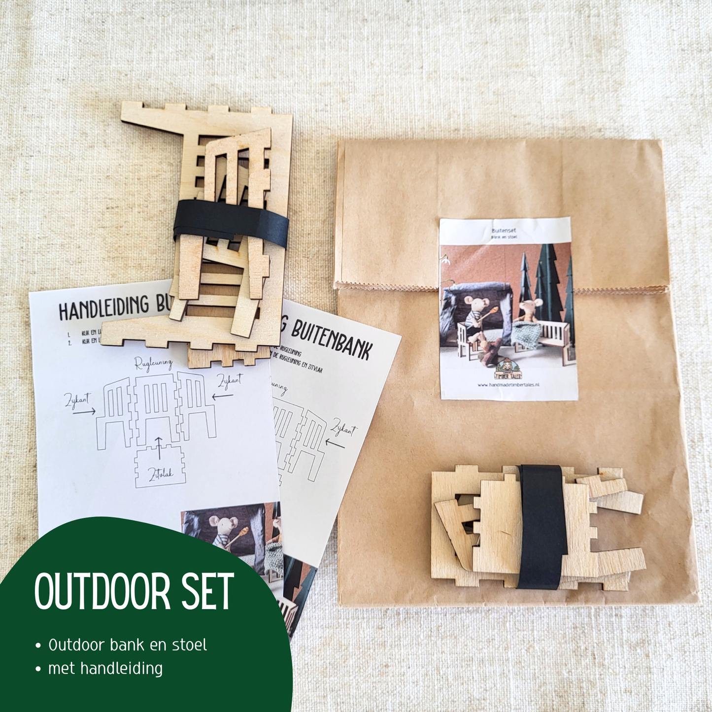 Poppenhuis Outdoor Set - Set van bank en stoel