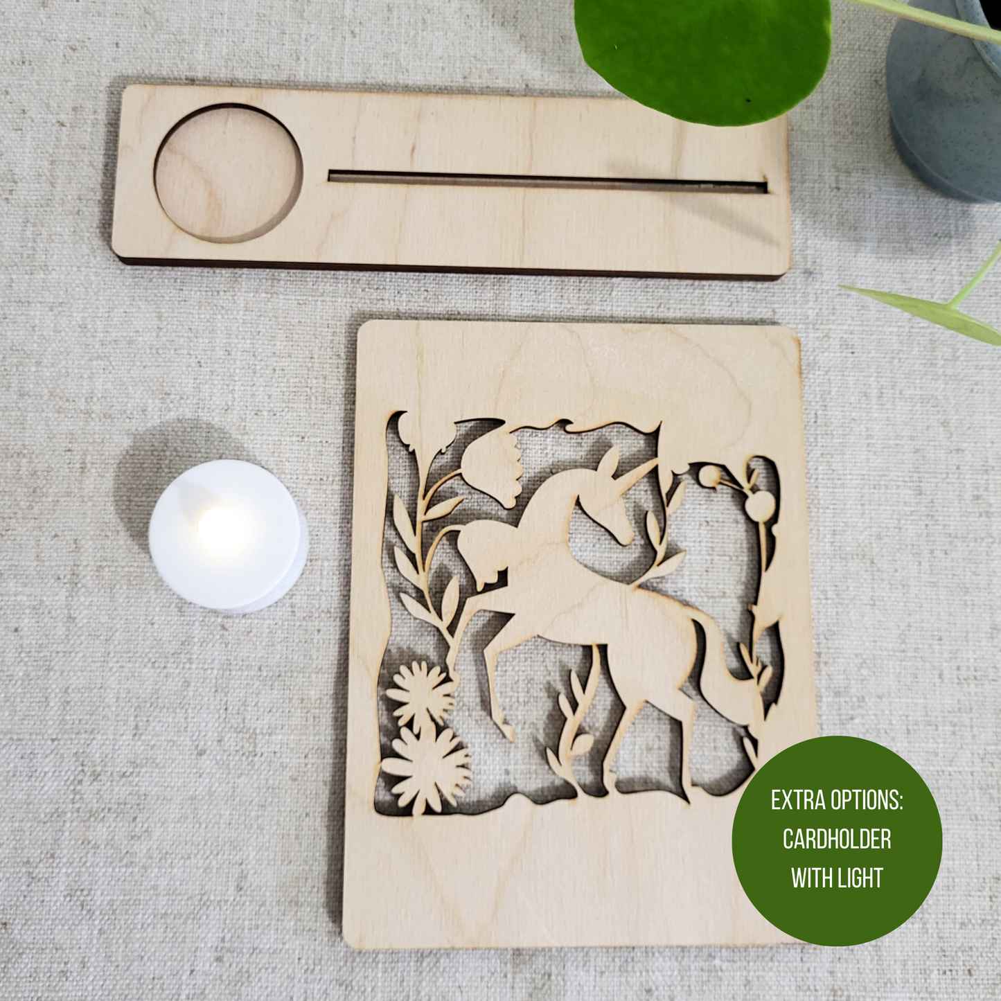 Houten Illustratie: Dansende Unicorn