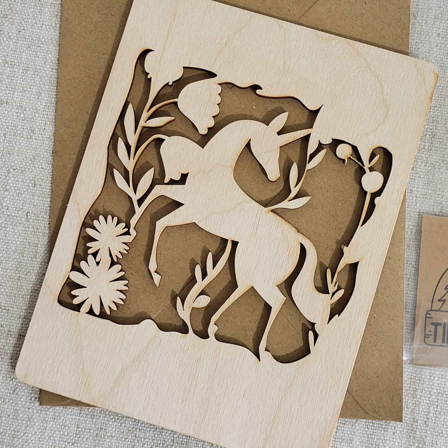 Houten Illustratie: Dansende Unicorn