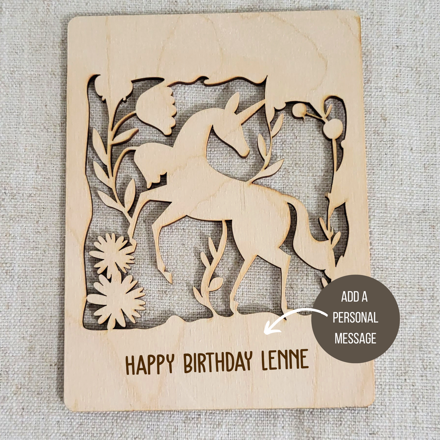 Houten Illustratie: Dansende Unicorn
