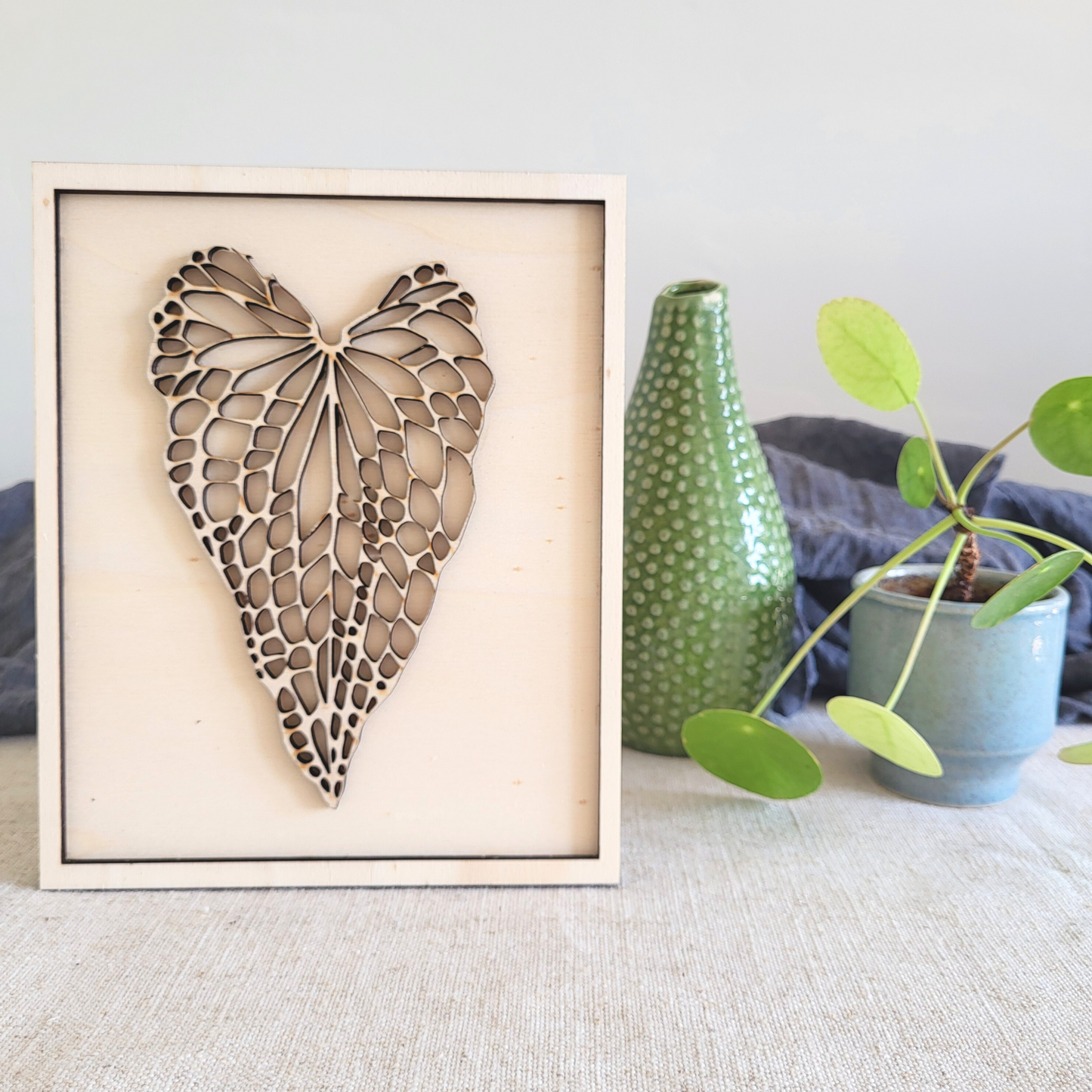 Caladium Blad in Lijst van Hout.