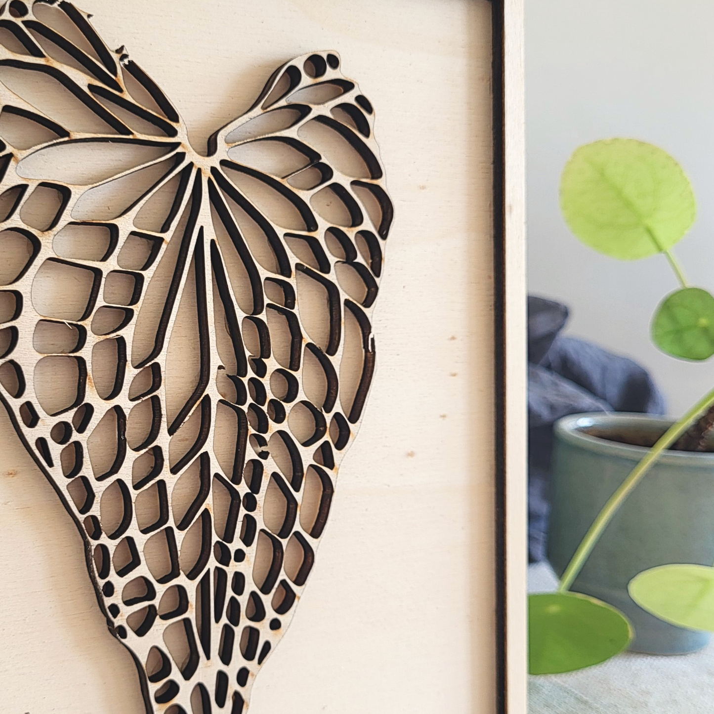 Caladium Blad in Lijst van Hout.
