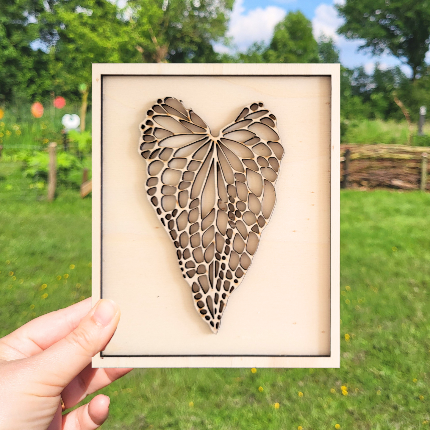 Caladium Blad in Lijst van Hout.