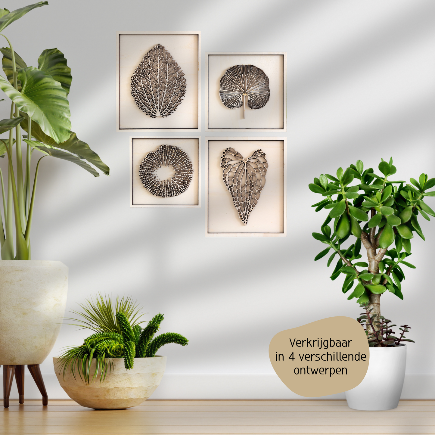 Caladium Blad in Lijst van Hout.