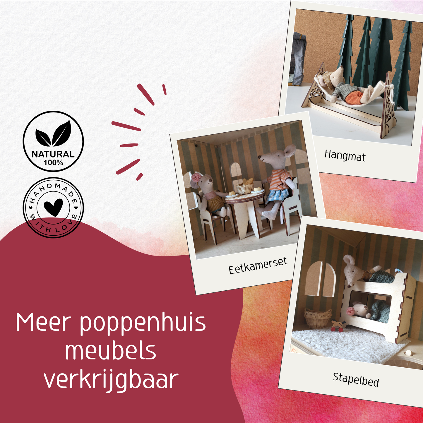 Poppenhuis Wiegje - Wieg met matras en dekentje.