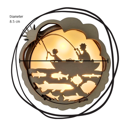Nachtlampje: Vader en zoon vissen