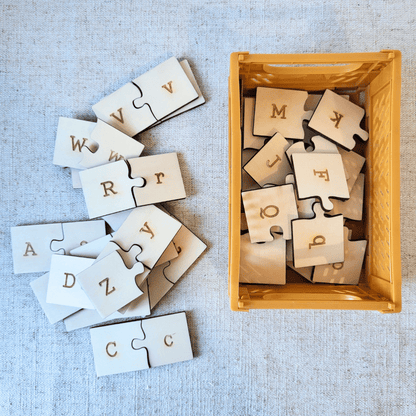 Houten letterpuzzel: Leer het alfabet