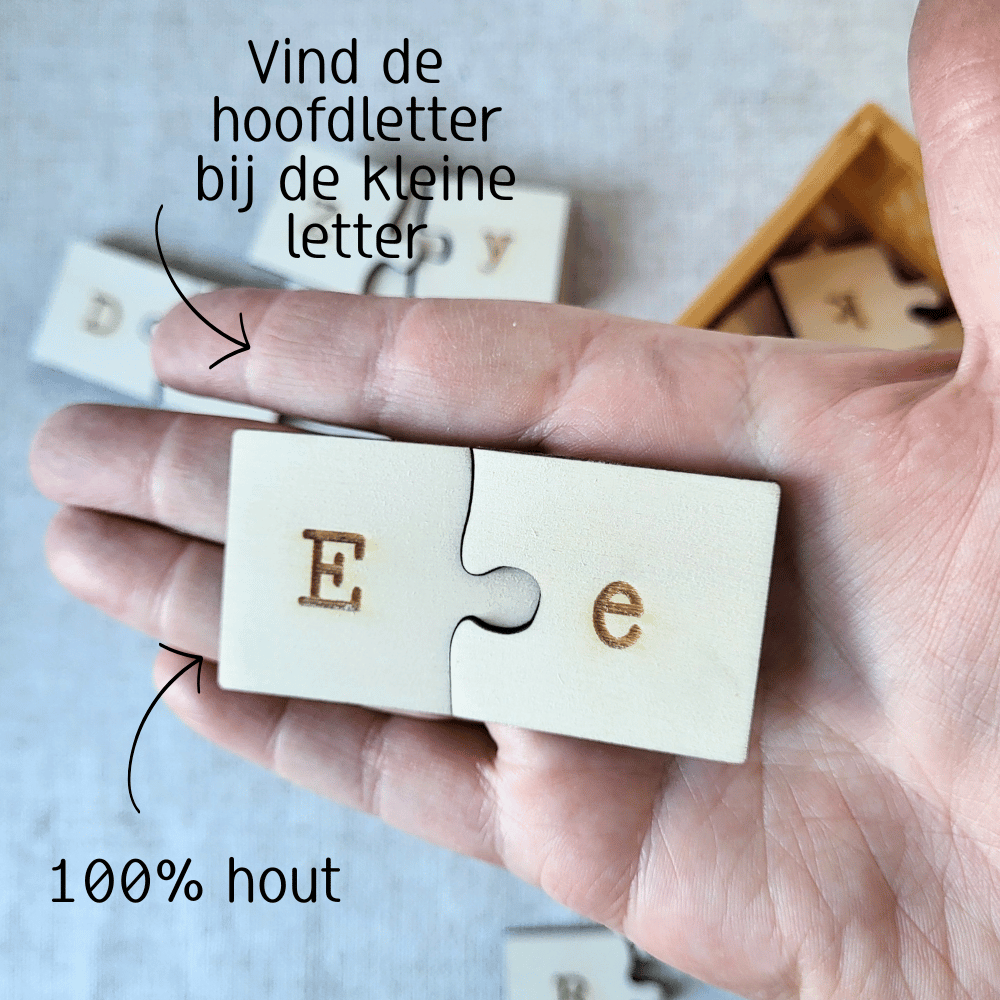 Houten letterpuzzel: Leer het alfabet